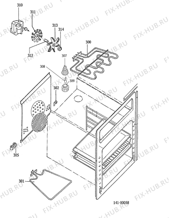 Взрыв-схема плиты (духовки) Electrolux CO2346W - Схема узла Functional parts